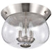 Flush Mount Nuvo 60-7808 Boliver 3 Light Flush Mount - Brushed Nickel Finish - Clear Seeded Glass Nuvo