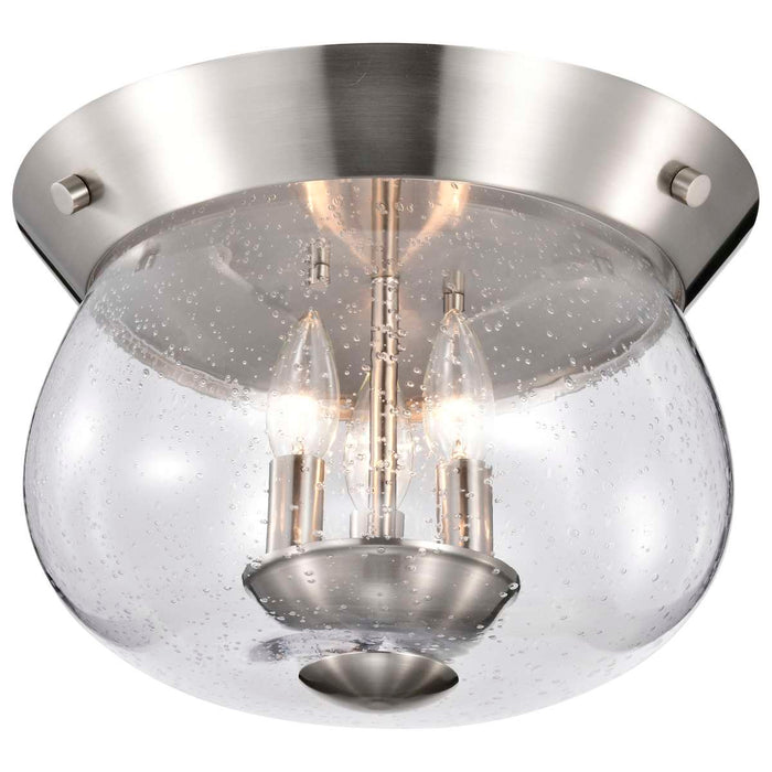 Flush Mount Nuvo 60-7808 Boliver 3 Light Flush Mount - Brushed Nickel Finish - Clear Seeded Glass Nuvo