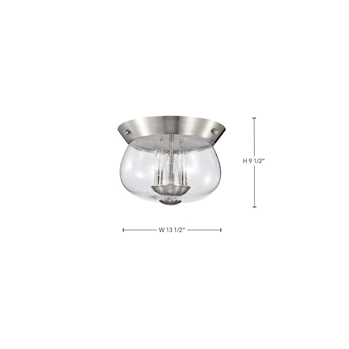 Flush Mount Nuvo 60-7808 Boliver 3 Light Flush Mount - Brushed Nickel Finish - Clear Seeded Glass Nuvo