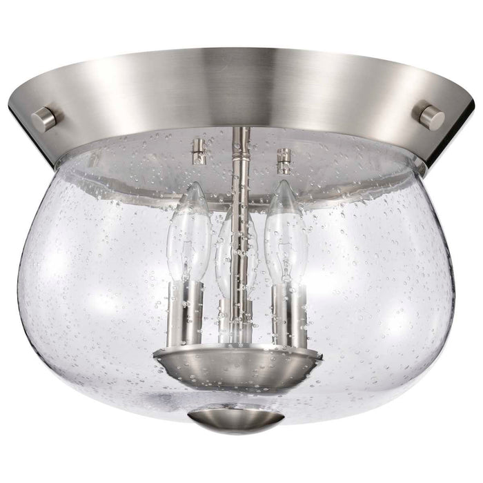 Flush Mount Nuvo 60-7808 Boliver 3 Light Flush Mount - Brushed Nickel Finish - Clear Seeded Glass Nuvo