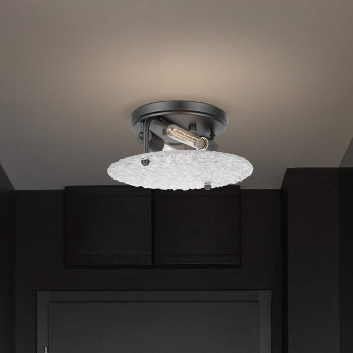 Flush Mount Nuvo 60-7810 Glacier - 2 Light Large Flush Mount - Medium Base - 60 Watt - Matte Black - Ice Glass Nuvo
