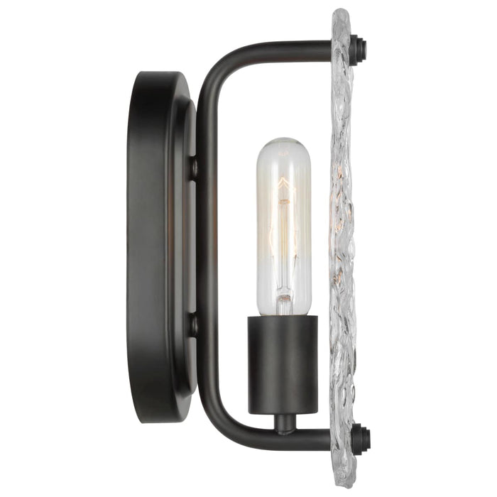 Vanity Nuvo 60-7811 Glacier - 1 Light Vanity - Medium Base - 60 Watt - Matte Black Finish - Ice Glass Nuvo