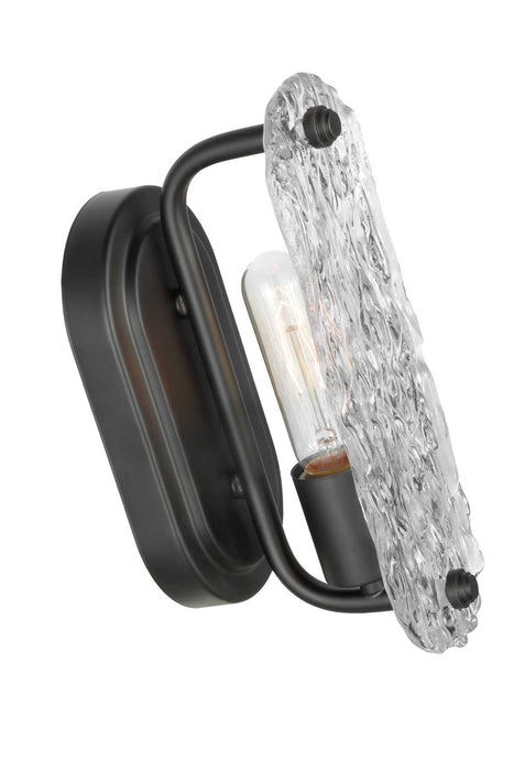Vanity Nuvo 60-7811 Glacier - 1 Light Vanity - Medium Base - 60 Watt - Matte Black Finish - Ice Glass Nuvo
