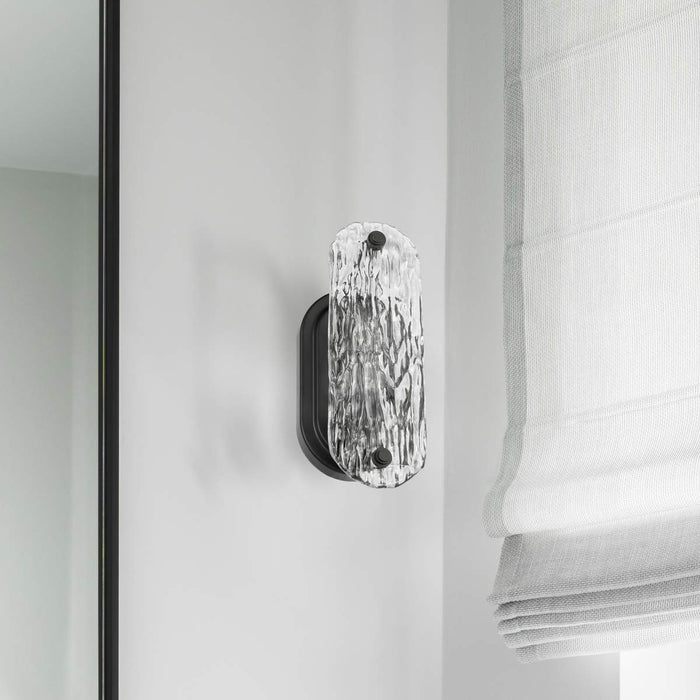 Vanity Nuvo 60-7811 Glacier - 1 Light Vanity - Medium Base - 60 Watt - Matte Black Finish - Ice Glass Nuvo