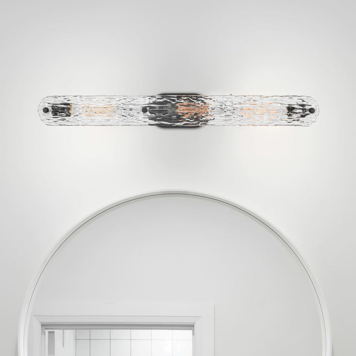 Vanity Nuvo 60-7813 Glacier - 3 Light Vanity - Medium Base - 60 Watt - Matte Black Finish - Ice Glass Nuvo