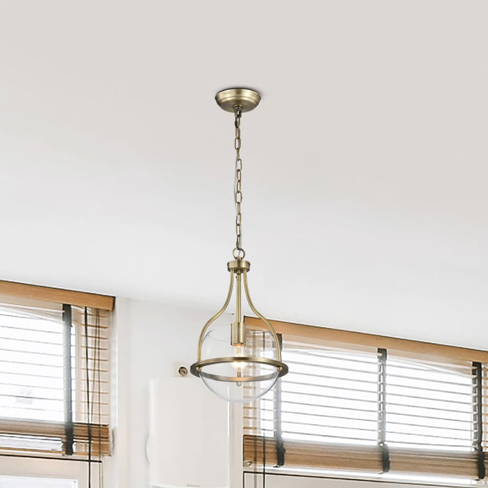 Pendant Nuvo 60-7815 Amado 1 Light Pendant - 10 Inches - Vintage Brass Finish - Clear Glass Nuvo