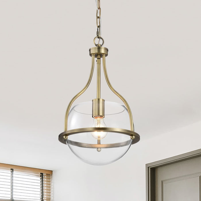Pendant Nuvo 60-7815 Amado 1 Light Pendant - 10 Inches - Vintage Brass Finish - Clear Glass Nuvo