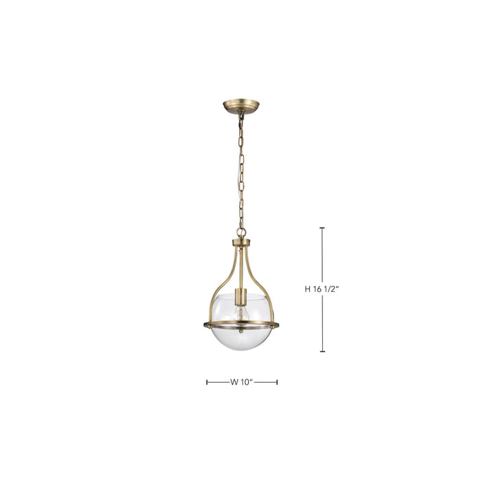 Pendant Nuvo 60-7815 Amado 1 Light Pendant - 10 Inches - Vintage Brass Finish - Clear Glass Nuvo