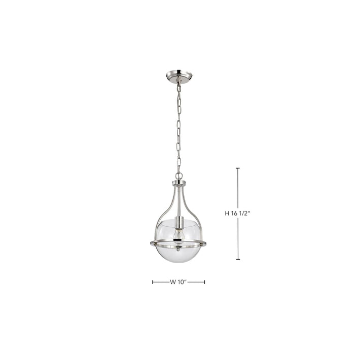 Pendant Nuvo 60-7816 Amado 1 Light Pendant - 10 Inches - Polished Nickel Finish - Clear Glass Nuvo