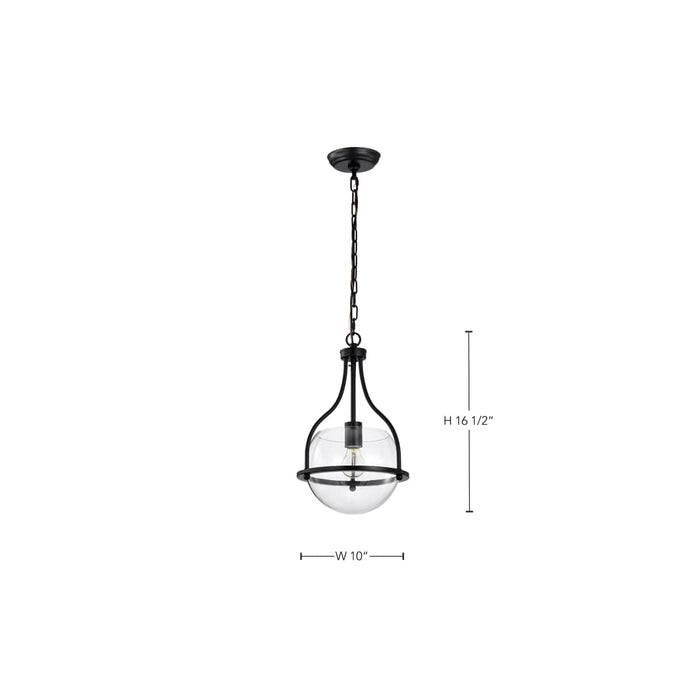 Pendant Nuvo 60-7817 Amado 1 Light Pendant - 10 Inches - Matte Black Finish - Clear Glass Nuvo