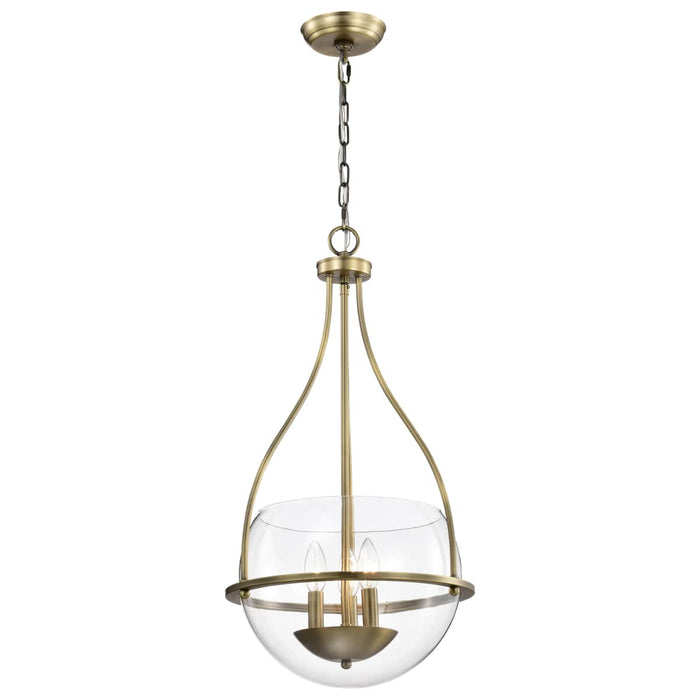 Pendant Nuvo 60-7818 Amado 3 Light Pendant - 14 Inches - Vintage Brass Finish - Clear Glass Nuvo