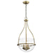 Pendant Nuvo 60-7818 Amado 3 Light Pendant - 14 Inches - Vintage Brass Finish - Clear Glass Nuvo