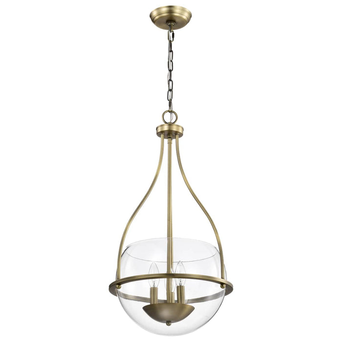 Pendant Nuvo 60-7818 Amado 3 Light Pendant - 14 Inches - Vintage Brass Finish - Clear Glass Nuvo