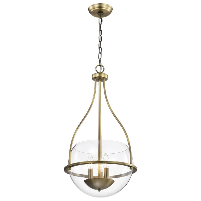 Pendant Nuvo 60-7818 Amado 3 Light Pendant - 14 Inches - Vintage Brass Finish - Clear Glass Nuvo