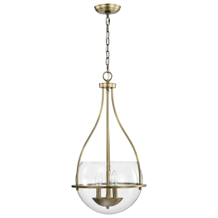 Pendant Nuvo 60-7818 Amado 3 Light Pendant - 14 Inches - Vintage Brass Finish - Clear Glass Nuvo