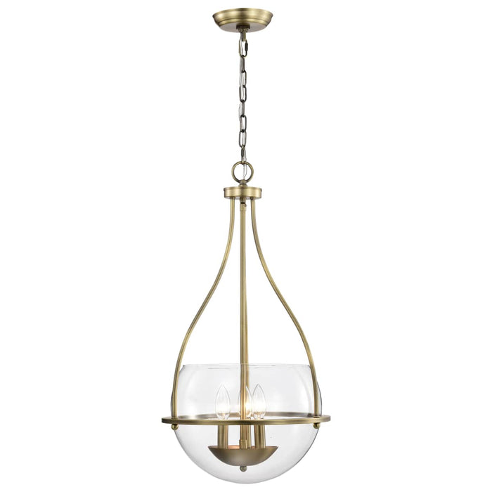 Pendant Nuvo 60-7818 Amado 3 Light Pendant - 14 Inches - Vintage Brass Finish - Clear Glass Nuvo