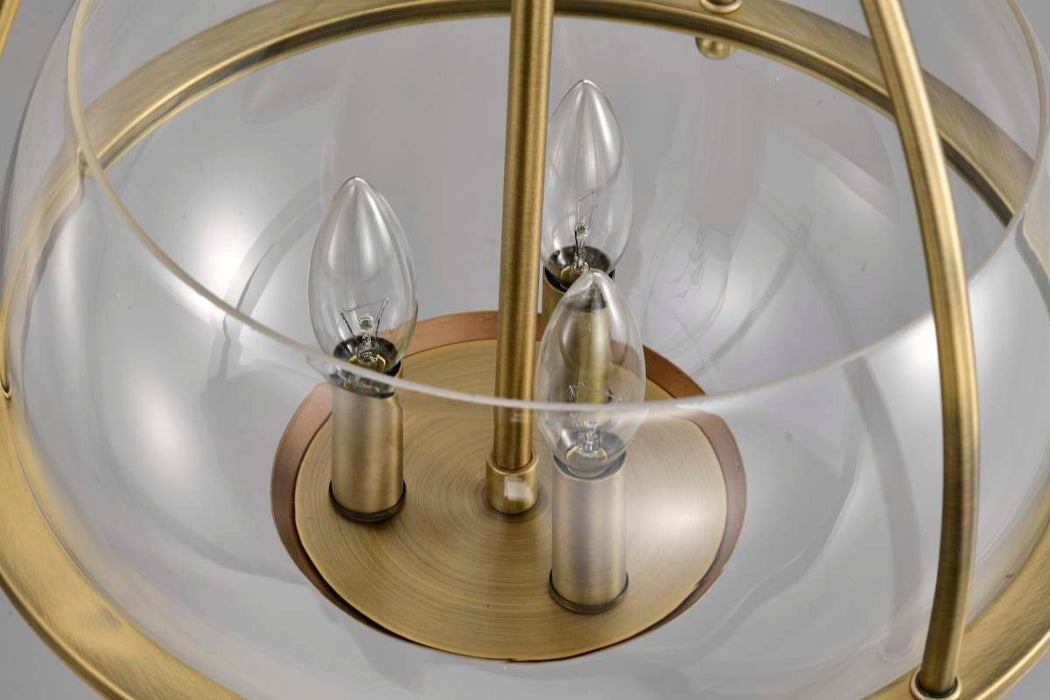 Pendant Nuvo 60-7818 Amado 3 Light Pendant - 14 Inches - Vintage Brass Finish - Clear Glass Nuvo