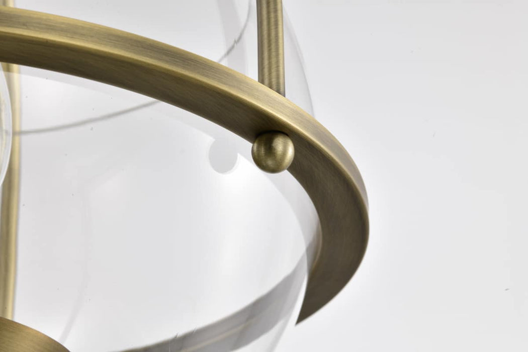 Pendant Nuvo 60-7818 Amado 3 Light Pendant - 14 Inches - Vintage Brass Finish - Clear Glass Nuvo