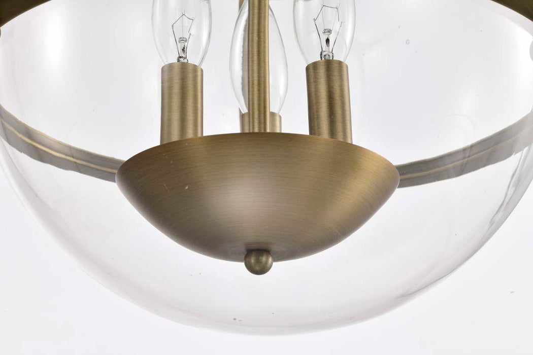 Pendant Nuvo 60-7818 Amado 3 Light Pendant - 14 Inches - Vintage Brass Finish - Clear Glass Nuvo