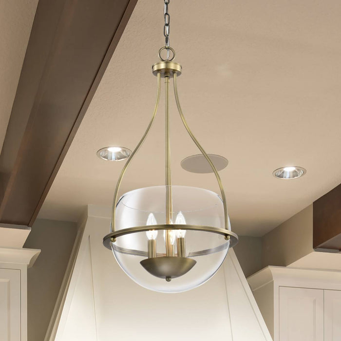 Pendant Nuvo 60-7818 Amado 3 Light Pendant - 14 Inches - Vintage Brass Finish - Clear Glass Nuvo