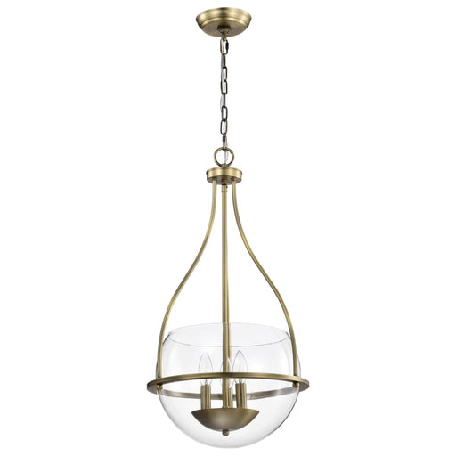 Pendant Nuvo 60-7818 Amado 3 Light Pendant - 14 Inches - Vintage Brass Finish - Clear Glass Nuvo
