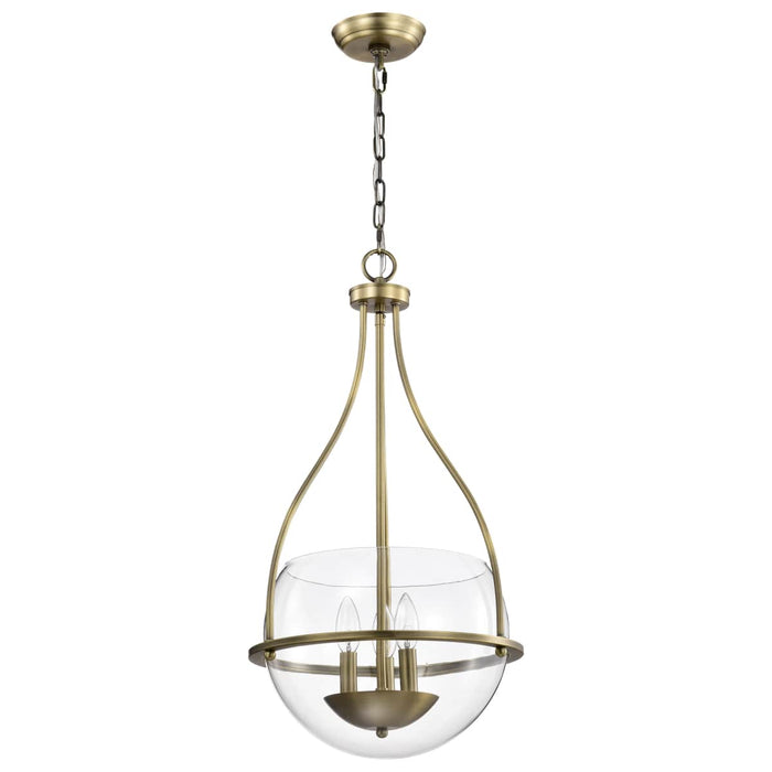 Pendant Nuvo 60-7818 Amado 3 Light Pendant - 14 Inches - Vintage Brass Finish - Clear Glass Nuvo