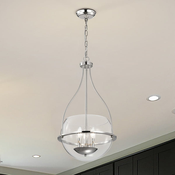 Pendant Nuvo 60-7819 Amado 3 Light Pendant - 14 Inches - Polished Nickel Finish - Clear Glass Nuvo