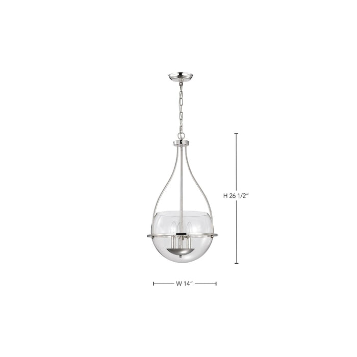 Pendant Nuvo 60-7819 Amado 3 Light Pendant - 14 Inches - Polished Nickel Finish - Clear Glass Nuvo
