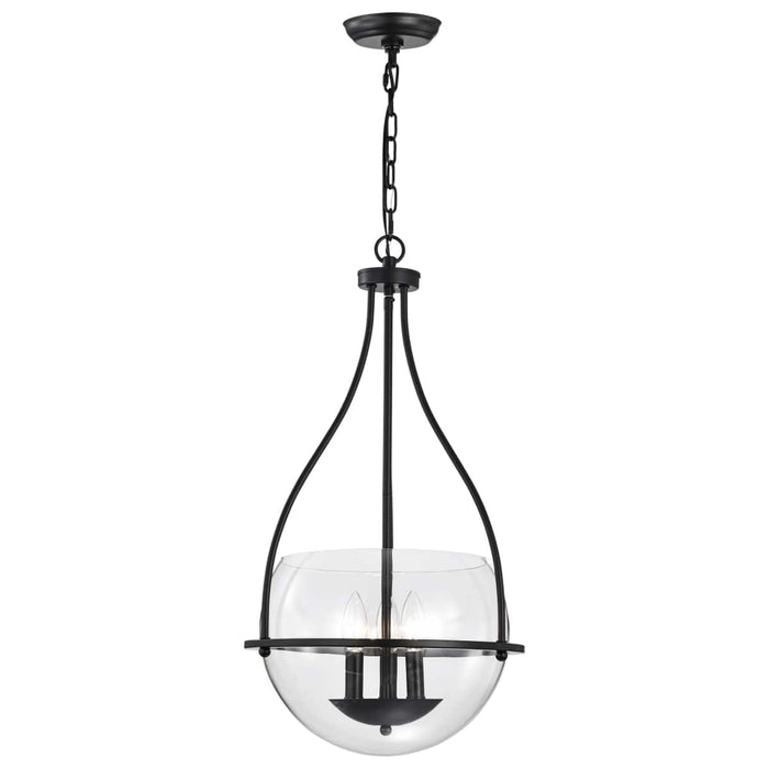 Pendant Nuvo 60-7820 Amado 3 Light Pendant - 14 Inches - Matte Black Finish - Clear Glass Nuvo