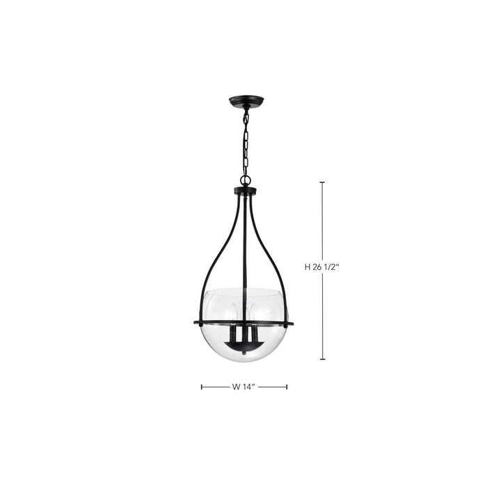 Pendant Nuvo 60-7820 Amado 3 Light Pendant - 14 Inches - Matte Black Finish - Clear Glass Nuvo