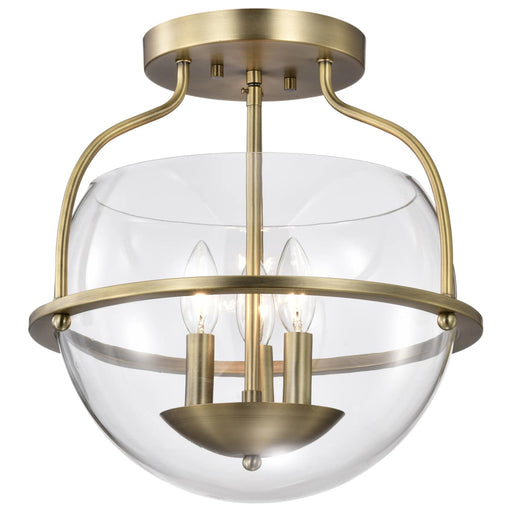Semi Flush Mount Nuvo 60-7821 Amado 3 Light Semi Flush Mount - Vintage Brass Finish - Clear Glass Nuvo