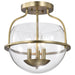 Semi Flush Mount Nuvo 60-7821 Amado 3 Light Semi Flush Mount - Vintage Brass Finish - Clear Glass Nuvo