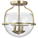 Semi Flush Mount Nuvo 60-7821 Amado 3 Light Semi Flush Mount - Vintage Brass Finish - Clear Glass Nuvo