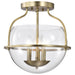 Semi Flush Mount Nuvo 60-7821 Amado 3 Light Semi Flush Mount - Vintage Brass Finish - Clear Glass Nuvo