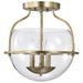 Semi Flush Mount Nuvo 60-7821 Amado 3 Light Semi Flush Mount - Vintage Brass Finish - Clear Glass Nuvo