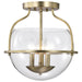 Semi Flush Mount Nuvo 60-7821 Amado 3 Light Semi Flush Mount - Vintage Brass Finish - Clear Glass Nuvo