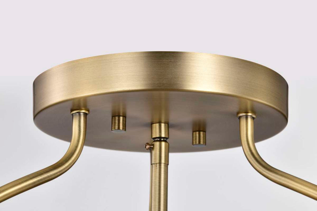 Semi Flush Mount Nuvo 60-7821 Amado 3 Light Semi Flush Mount - Vintage Brass Finish - Clear Glass Nuvo