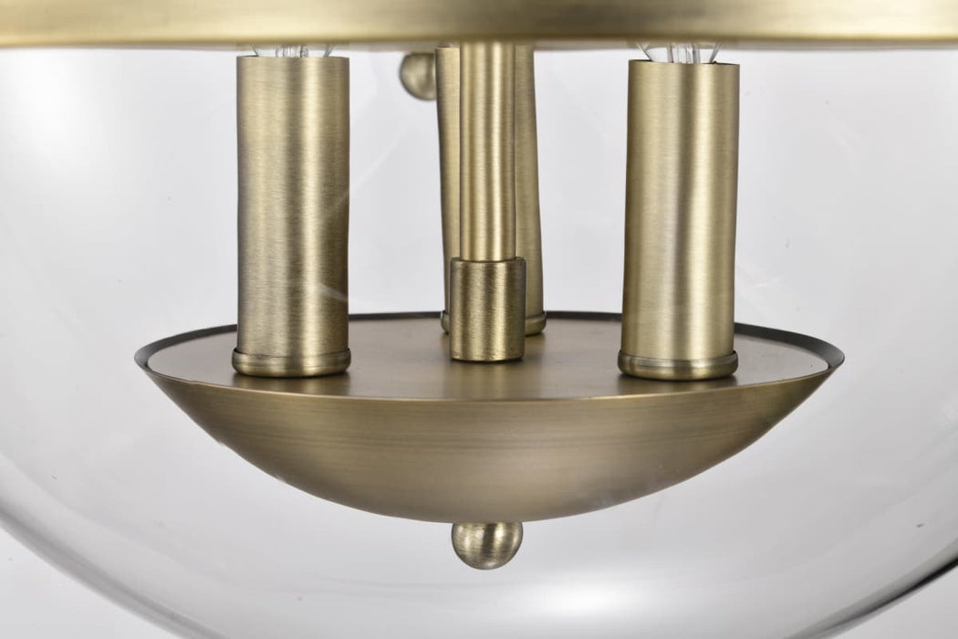 Semi Flush Mount Nuvo 60-7821 Amado 3 Light Semi Flush Mount - Vintage Brass Finish - Clear Glass Nuvo