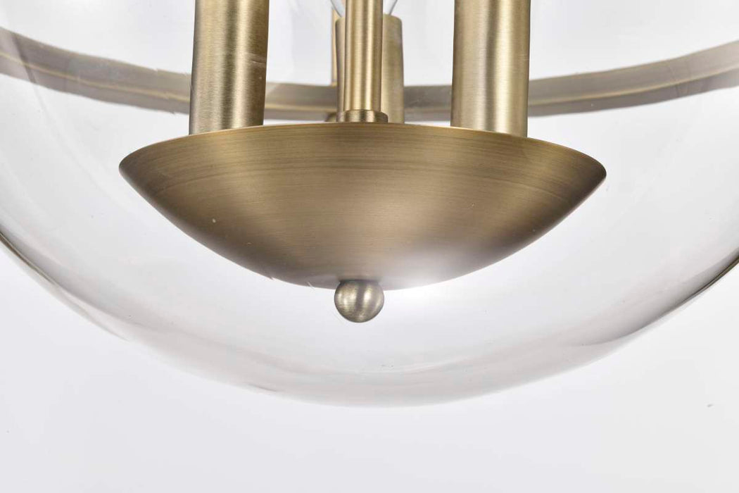 Semi Flush Mount Nuvo 60-7821 Amado 3 Light Semi Flush Mount - Vintage Brass Finish - Clear Glass Nuvo