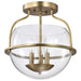 Semi Flush Mount Nuvo 60-7821 Amado 3 Light Semi Flush Mount - Vintage Brass Finish - Clear Glass Nuvo