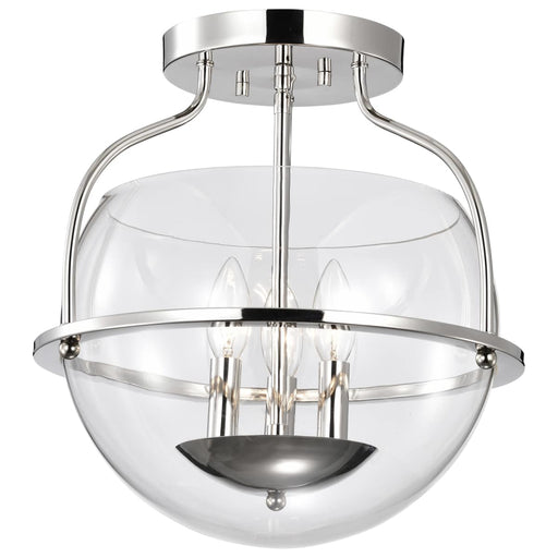 Semi Flush Mount Nuvo 60-7822 Amado 3 Light Semi Flush Mount - Polished Nickel Finish - Clear Glass Nuvo