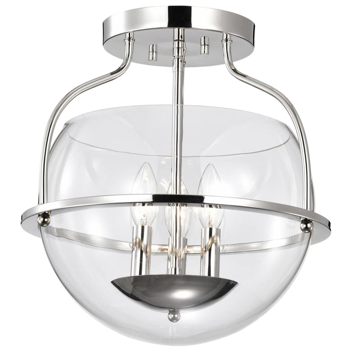 Semi Flush Mount Nuvo 60-7822 Amado 3 Light Semi Flush Mount - Polished Nickel Finish - Clear Glass Nuvo