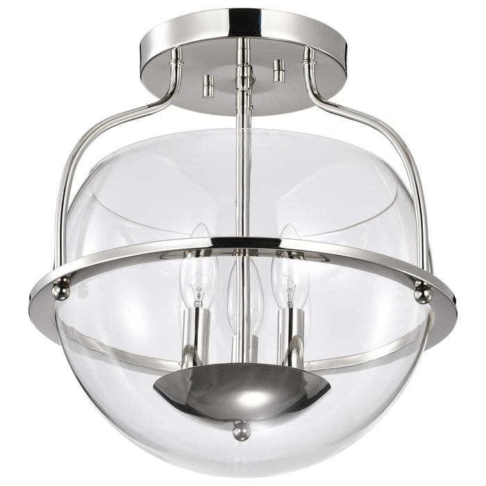 Semi Flush Mount Nuvo 60-7822 Amado 3 Light Semi Flush Mount - Polished Nickel Finish - Clear Glass Nuvo