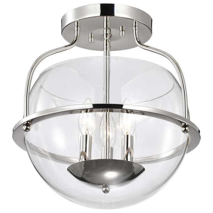 Semi Flush Mount Nuvo 60-7822 Amado 3 Light Semi Flush Mount - Polished Nickel Finish - Clear Glass Nuvo