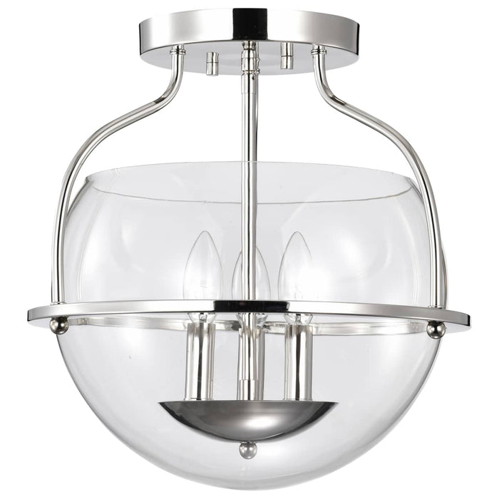 Semi Flush Mount Nuvo 60-7822 Amado 3 Light Semi Flush Mount - Polished Nickel Finish - Clear Glass Nuvo