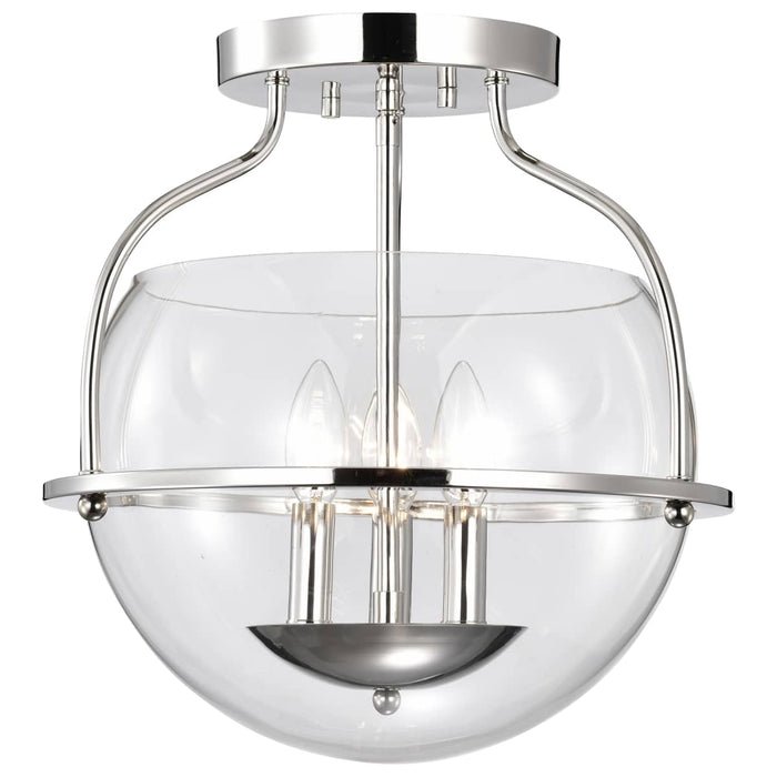 Semi Flush Mount Nuvo 60-7822 Amado 3 Light Semi Flush Mount - Polished Nickel Finish - Clear Glass Nuvo
