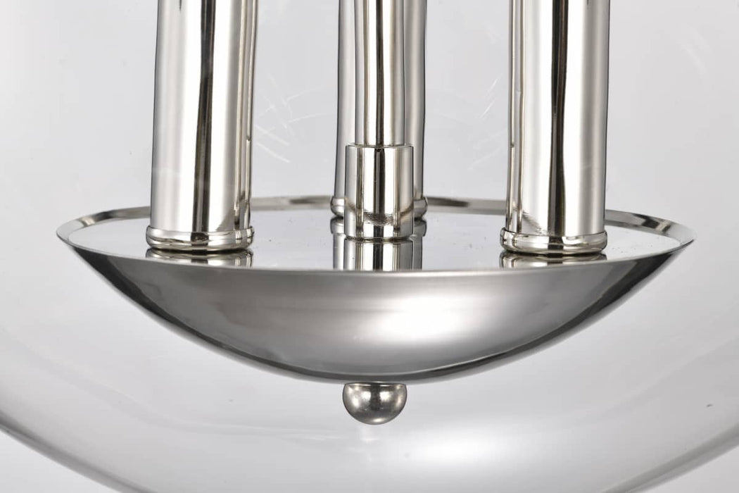 Semi Flush Mount Nuvo 60-7822 Amado 3 Light Semi Flush Mount - Polished Nickel Finish - Clear Glass Nuvo