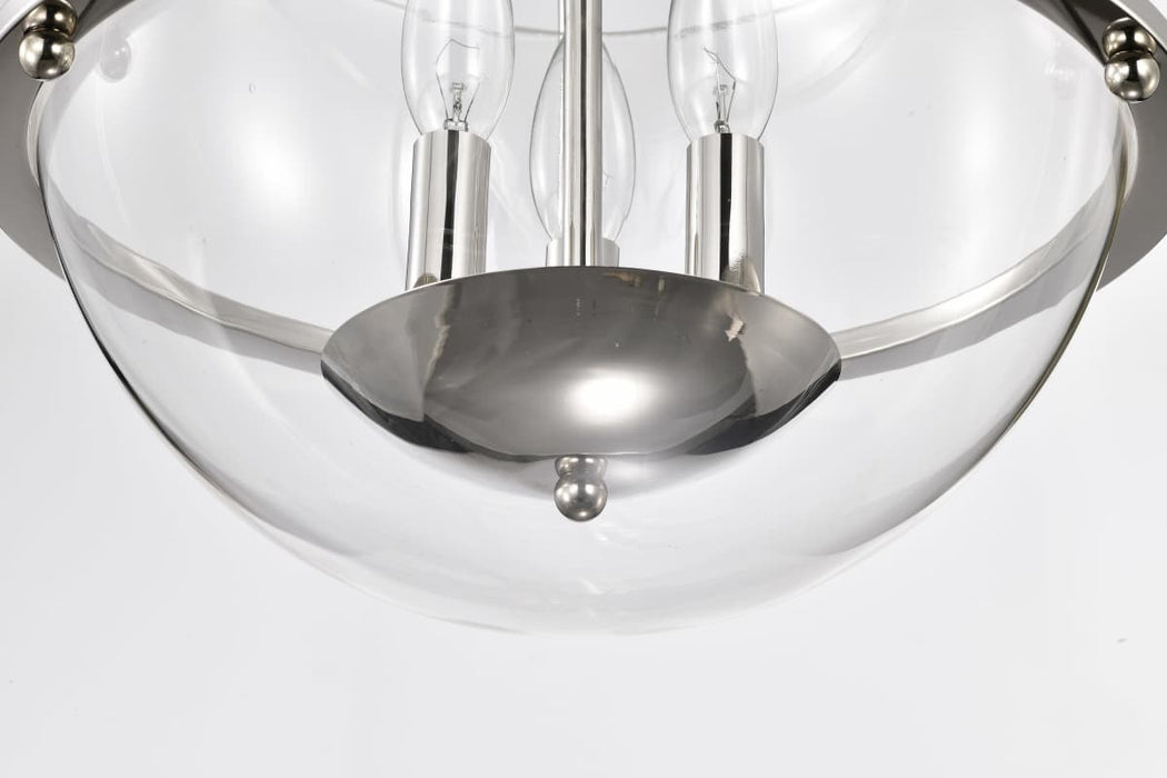 Semi Flush Mount Nuvo 60-7822 Amado 3 Light Semi Flush Mount - Polished Nickel Finish - Clear Glass Nuvo