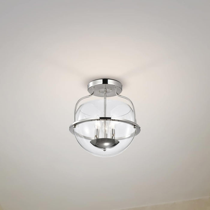 Semi Flush Mount Nuvo 60-7822 Amado 3 Light Semi Flush Mount - Polished Nickel Finish - Clear Glass Nuvo