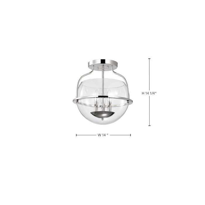 Semi Flush Mount Nuvo 60-7822 Amado 3 Light Semi Flush Mount - Polished Nickel Finish - Clear Glass Nuvo